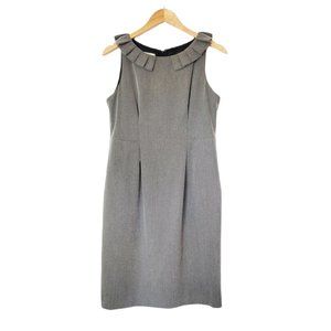 Evan Picone Gray Sleeveless Dress Ruffle Neckline Darted Waist Sheath Dress